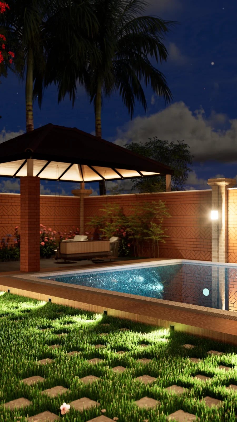 Poolside pavilion — Design visualization